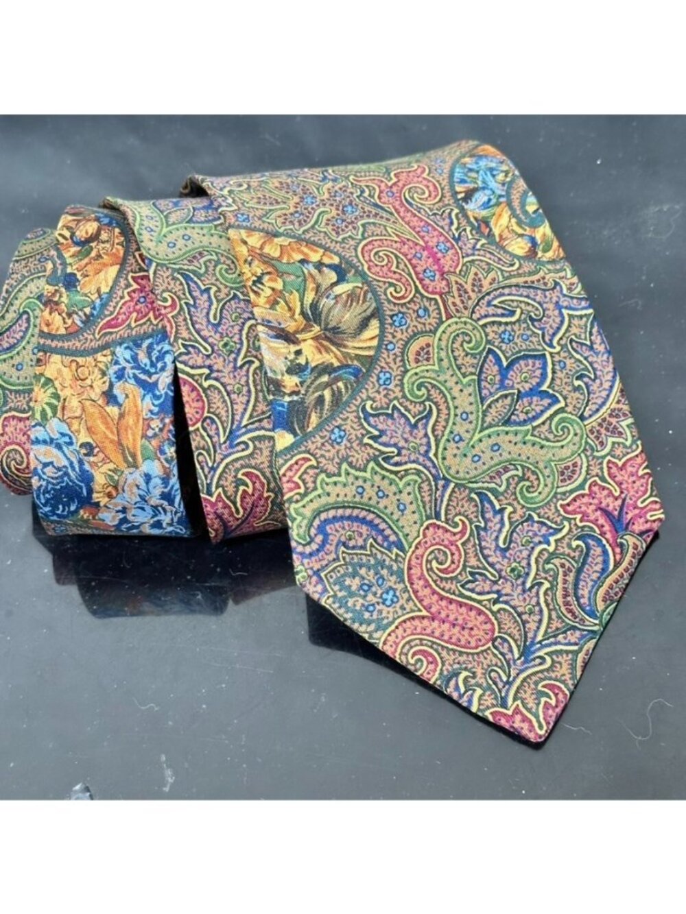 Ermenegildo Zegna Silk Tie 3.5 Inch Paisley Floral Patchwork Italy Psychedelic